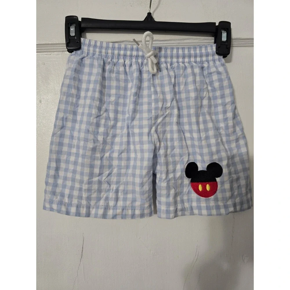 Classic Southern Smocks Boys Gingham‎ Mickey Swimsuit Size 7